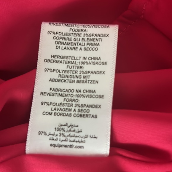 Equipment Bonnie Fuchsia Carmine Pink Cutout Long Sleeve Tunic Mini Dress - M - Picture 15 of 16